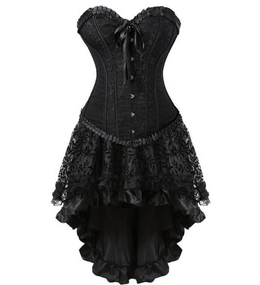 SinisterStitches™ Gothic Lace-Up Corset Dress Suit