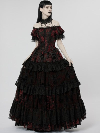 SinisterStitches™ Punk Black & Red Victorian Party Dress
